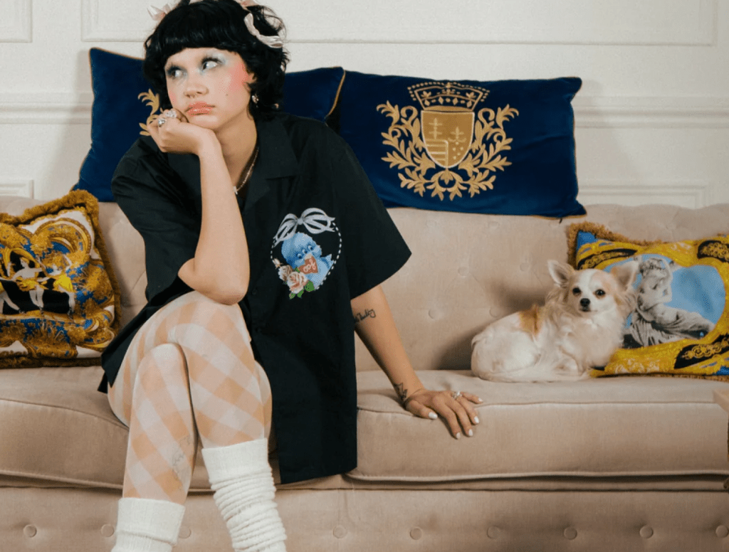 Woman dressed in Lazy Oaf clothing
