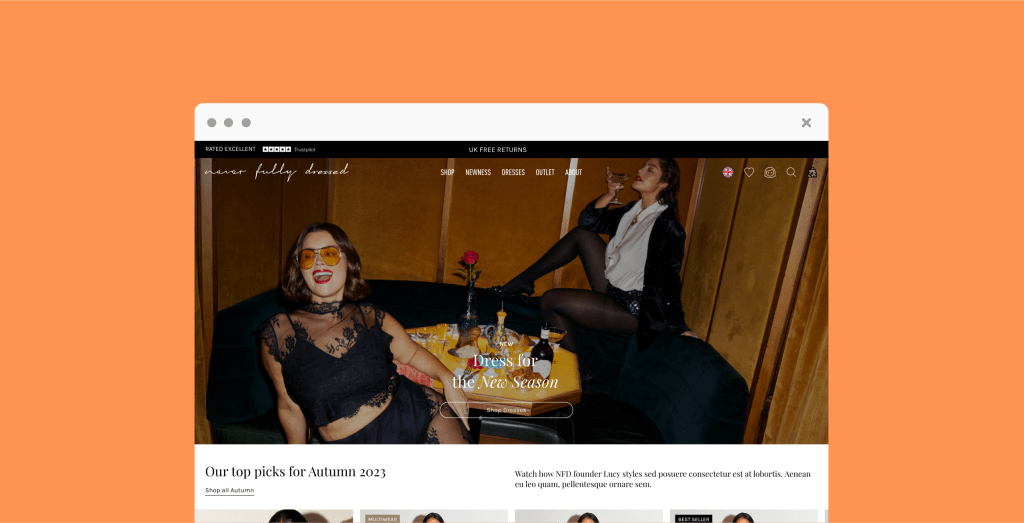 Never Fully Dressed homepage